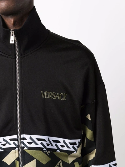 Shop Versace Monogram Printed Sweatshirt In Black
