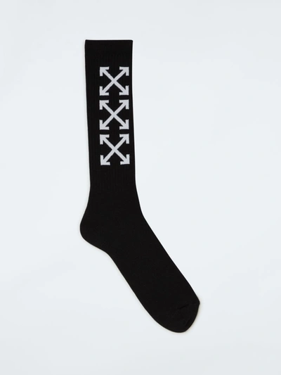 Shop Off-white Logo Cotton Socks In Black