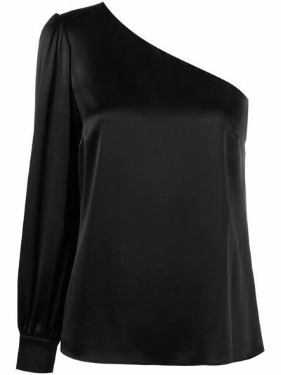 One-shoulder Satin Top In Black One-shoulder Satin Top In Black