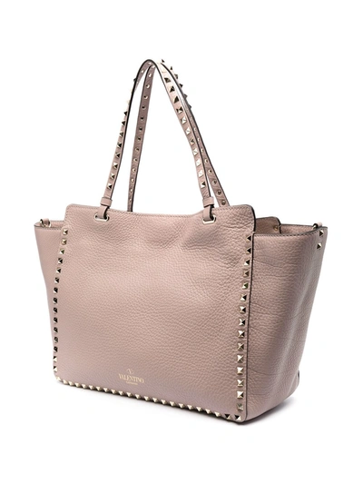 Shop Valentino Rockstud Leather Shoppng Bag In Pink