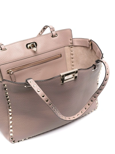 Shop Valentino Rockstud Leather Shoppng Bag In Pink