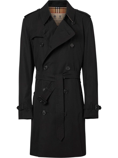 Shop Burberry Kensigton Cotton Trench Coat In Black