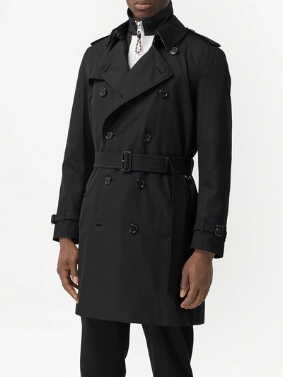 Shop Burberry Kensigton Cotton Trench Coat In Black