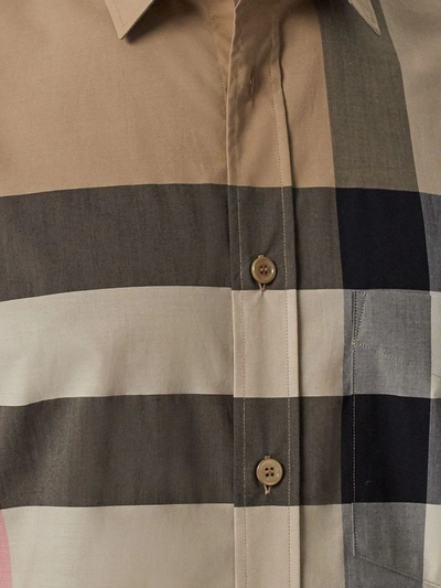 Shop Burberry Checked Cotton Shirt In Beige