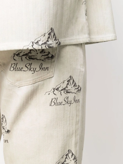 Shop Blue Sky Inn Cotton Logo Trousers In Beige