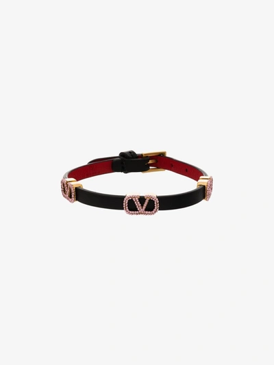 Shop Valentino Vlogo Signature Leather Bracelet