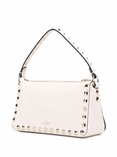 Shop Valentino Rockstud Small Leather Shoulder Bag In White