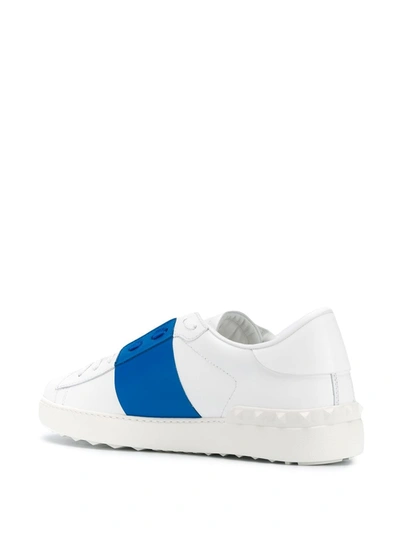 Shop Valentino Open Leather Sneakers In Blue