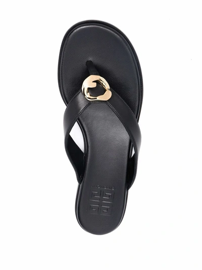 Shop Givenchy G Leather Thong Sandals In Black