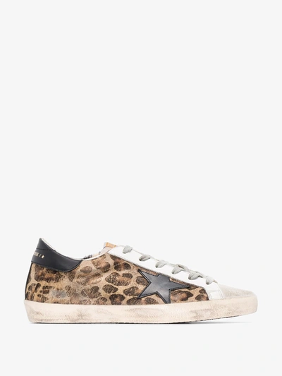 Shop Golden Goose Super-star Leather Sneakers In Animalier