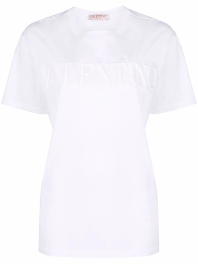 Shop Valentino Logo Cotton T-shirt In White