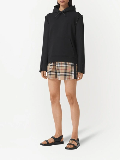 Shop Burberry Checked Cotton Shorts In Beige