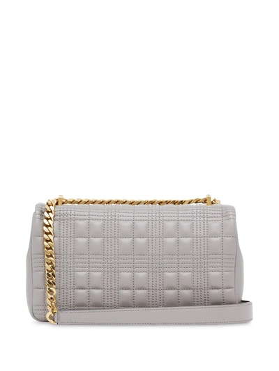 Shop Burberry Lola Small Leather Shoulder Bag In Grey