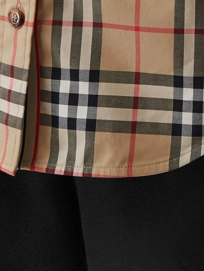 Shop Burberry Chedked Cotton Shirt In Beige