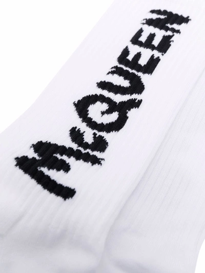 Shop Alexander Mcqueen Logo Print Socks In White