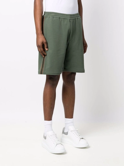 Shop Alexander Mcqueen Cotton Logo Shorts In Brown