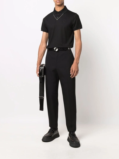 Shop Saint Laurent Pique Polo Shirt In Black