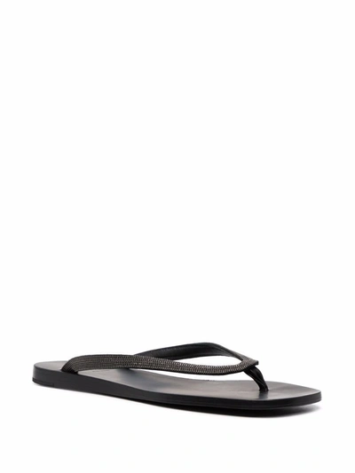 Shop Brunello Cucinelli Leather Flip Flops