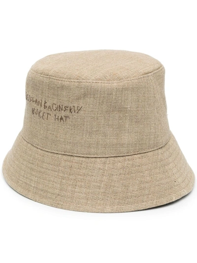 Shop Ruslan Baginskiy Cotton Blend Bucket Hat In Brown