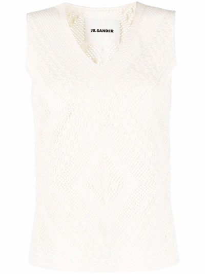 Shop Jil Sander Knitted Vest In White