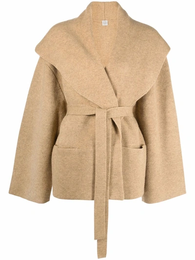 Shop Totême Wool Blend Oversized Coat In Beige