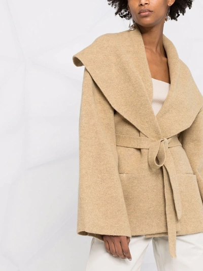 Shop Totême Wool Blend Oversized Coat In Beige
