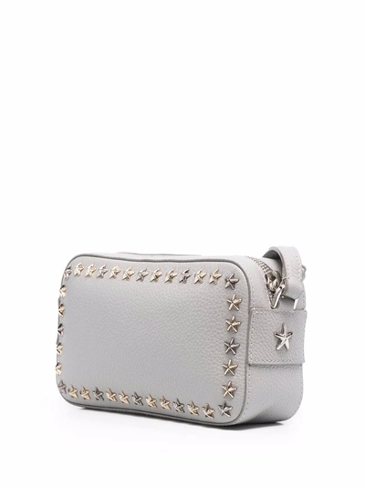 Shop Jimmy Choo Hale Leather Crossbody Bag In Grey