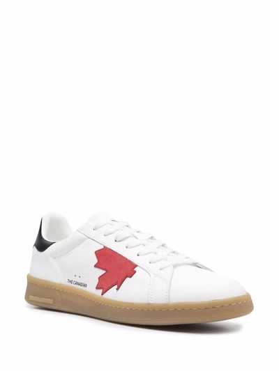 Shop Dsquared2 Leather Logo Sneakers In White