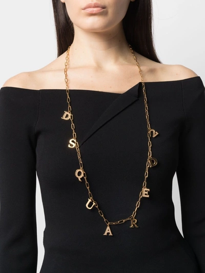 Shop Dsquared2 Charm Necklace In Gold