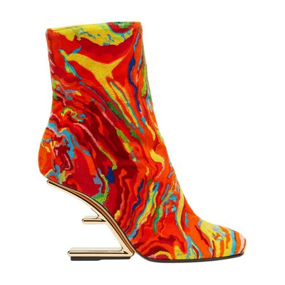 Shop Fendi Velvet High-heel Boots In Rouge
