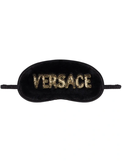 Shop Versace Fluffy Eye Mask In 黑色