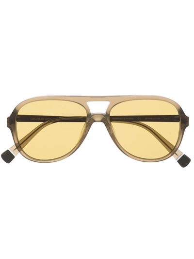 Shop Orlebar Brown Estoril Aviator-frame Sunglasses In Green