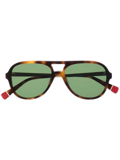 Shop Orlebar Brown Tortoiseshell Pilot-frame Sunglasses In Brown