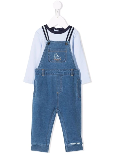 Shop Timberland Two-piece Dungaree Set In Blue