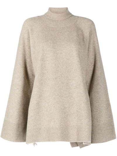 Shop Goen J Panelled Roll Neck Sweater In Brown