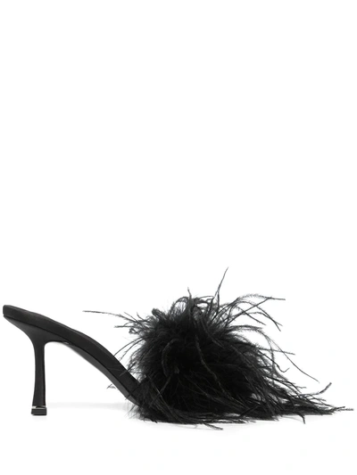 Shop Alexander Wang Feather-detail Lulu Sandals In Black