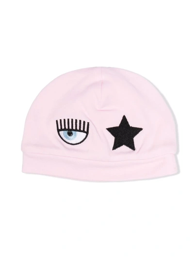 Shop Chiara Ferragni Eyestar Embroidered Cotton Hat In Pink
