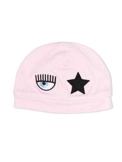 Chiara Ferragni Eyestar Embroidered Cotton Hat In Pink