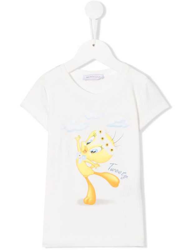Monnalisa graphic-print cotton T-shirt - White
