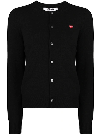 Shop Comme Des Garçons Play Logo-patch Buttoned-up Cardigan In Black