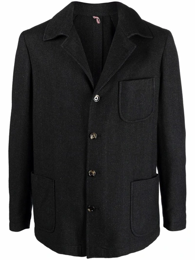 Shop Dell'oglio Single-breasted Wool-blend Jacket In 灰色