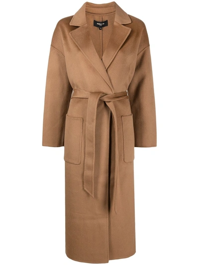 Shop Paule Ka Single-breasted Belted Coat In Brown