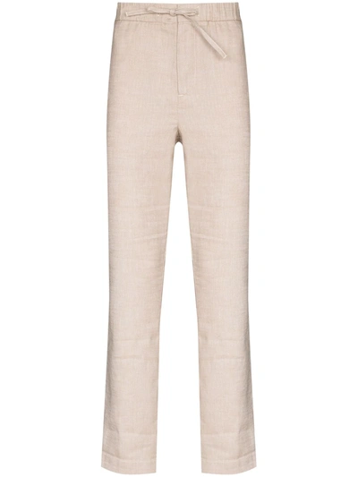 Shop Frescobol Carioca Oscar Drawstring Chino Trousers In 中性色