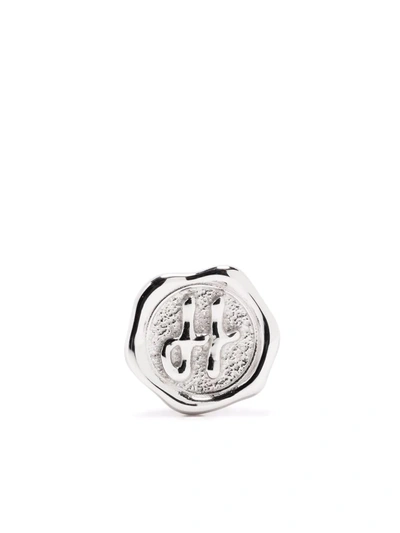 Shop Maria Black Letter H Coin In Silver