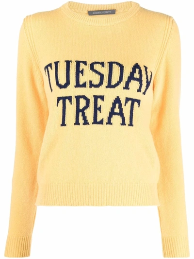 INTARSIA-KNIT SLOGAN JUMPER