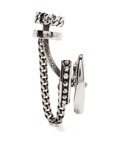 Shop Alexander Mcqueen Chain-embellished Ear Cuff In Silver