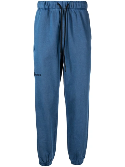 Shop Aape By A Bathing Ape Logo-embroidered Cotton Track Pants In Blue