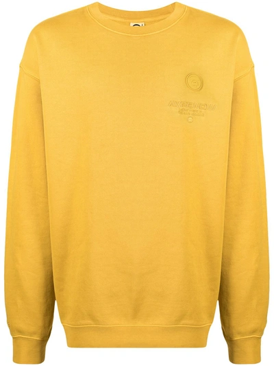 Shop Aape By A Bathing Ape Logo-embroidered Cotton Sweatshirt In Yellow