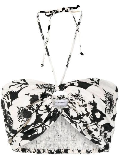 Shop Faithfull The Brand Cyprus Caronia Floral-print Bralette Top In 黑色