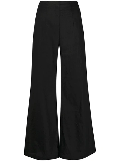 Shop Faithfull The Brand Ottavio Wide-leg Linen Trousers In 黑色